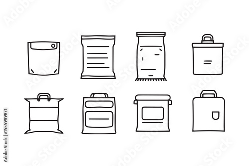 set of different type of 8 pcs Vacuum bags line art and black color