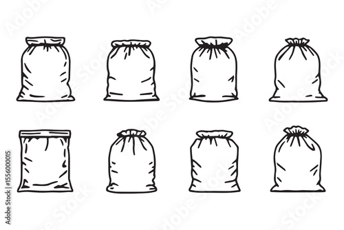set of different type of 8 pcs Vacuum bags line art and black color