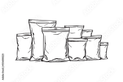 set of different type of 8 pcs Vacuum bags line art and black color