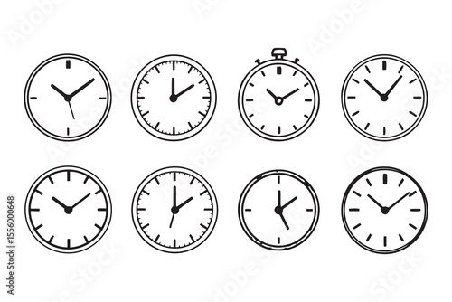 Wall clock line art and black color