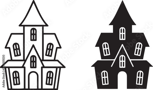 Haunted House Spooky Halloween Icon Set