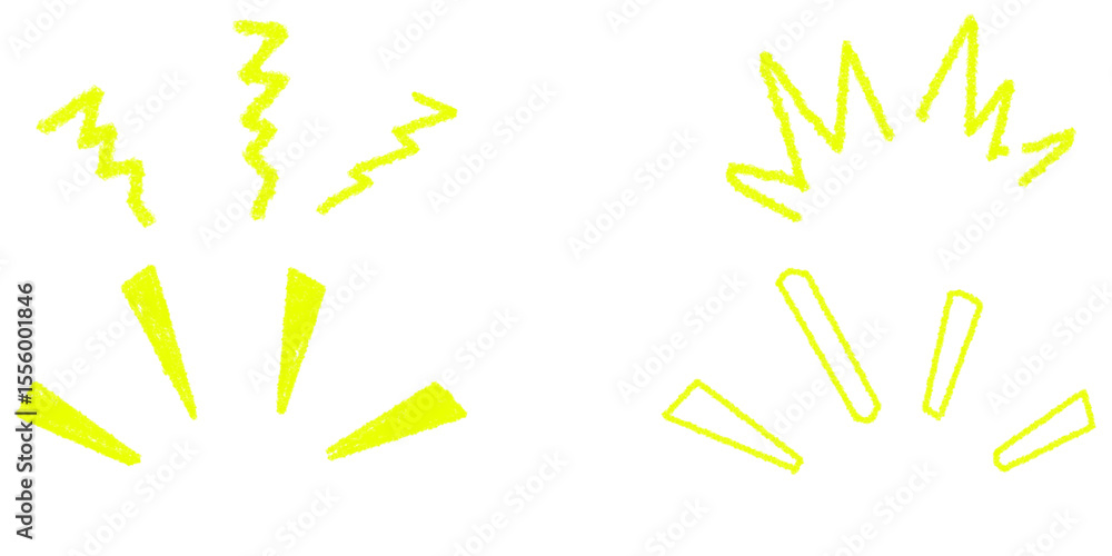 Yellow comic-style burst and energy lines in bold hand-drawn style isolated on white background, expressive elements for cartoon effects, highlight emphasis, motion, or pop art design
Yellow comic-style burst and energy lines in bold hand-drawn style isolated on white background, expressive elements for cartoon effects, highlight emphasis, motion, or pop art design