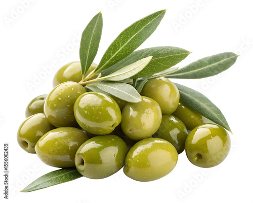 Wallpaper Mural Green Olives with Leaves - Fresh & Healthy Torontodigital.ca