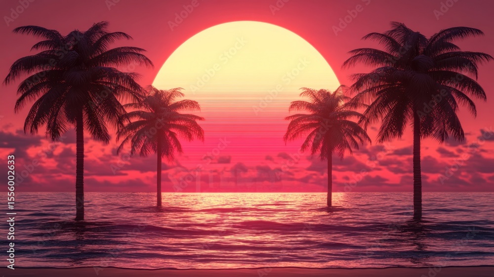 Vibrant sunset over a tropical beach Vibrant sunset over a tropical beach