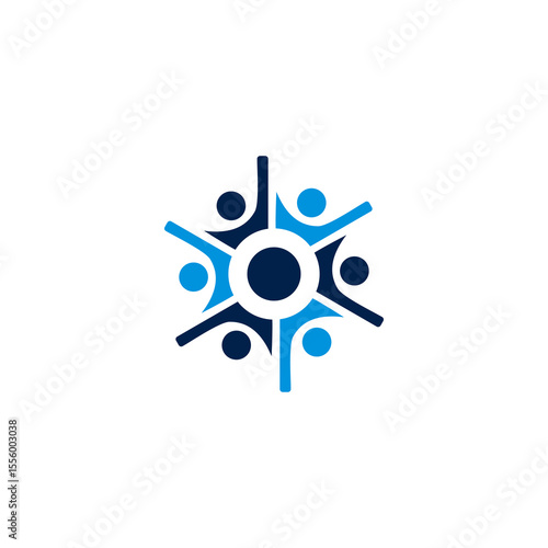 Abstract Blue and Dark Blue Teamwork Logo Design