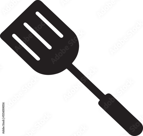 spatula silhouette, black and white silhouette, vector and illustration