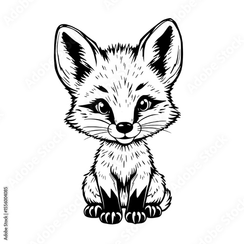 Cuteness Unleashed: A charming and endearing illustration of a baby fox cub, portrayed with an adorable and innocent expression, perfect for conveying the essence of purity and childhood innocence.