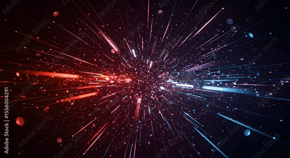 Fototapeta premium Red and blue light burst for celebration background
