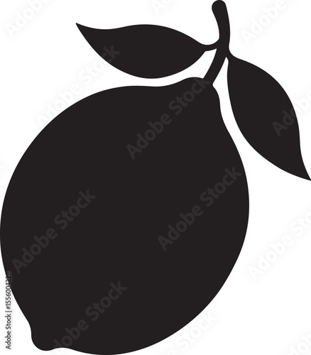 lemon silhouette, black and white silhouette, vector and illustration