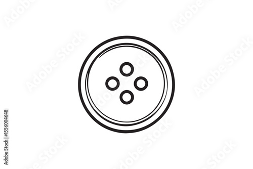  sewing button line art and black color 