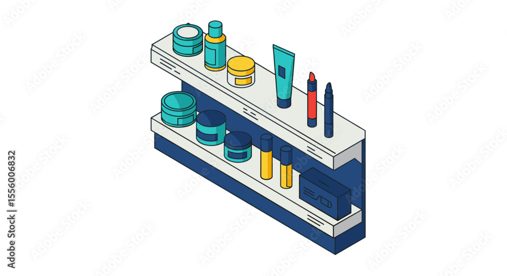 Obraz premium Isometric skincare and makeup products vector illustration for beauty design