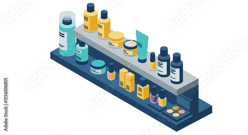 Isometric beauty product vector illustration for cosmetic display design