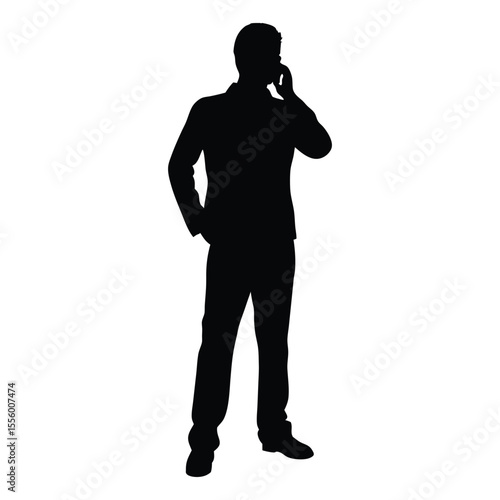 silhouette of a businessman talking on the phone