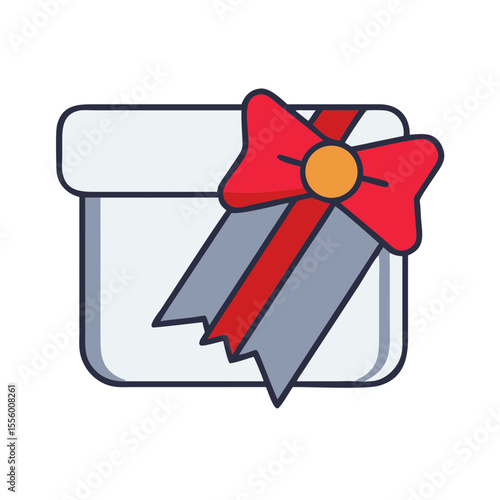 Gift box with red bow and ribbon  