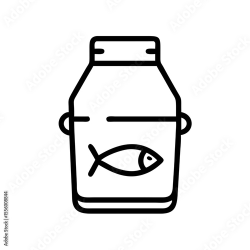 Container for transporting fish in a simple line art style  