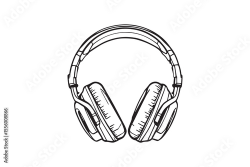 Wireless headphones line art and black color