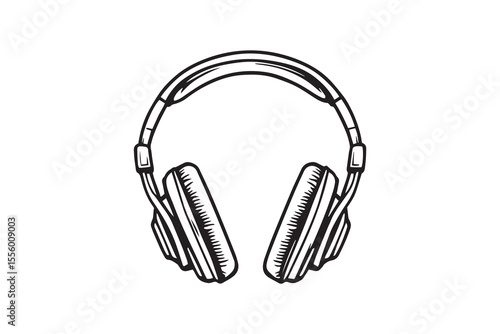 Wireless headphones line art and black color