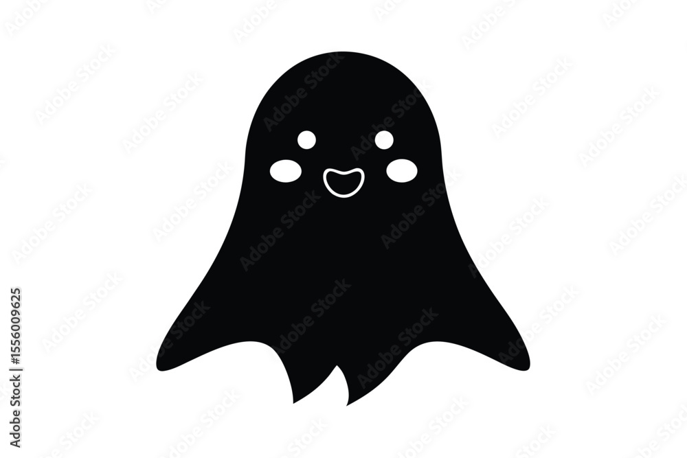 Cute Halloween Phantom with Blush on White Background Design Cute Halloween Phantom with Blush on White Background Design
