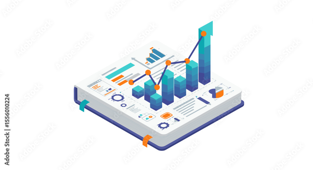 Obraz premium Isometric business data analysis vector illustration for reports and presentations