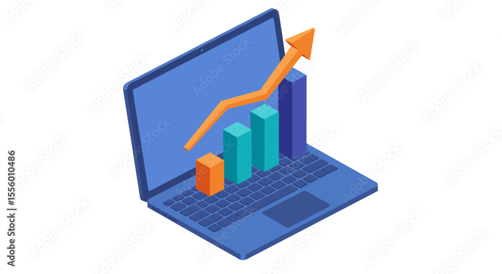 Fototapeta premium Growth analysis concept vector illustration for business and finance, isometric design for web and print