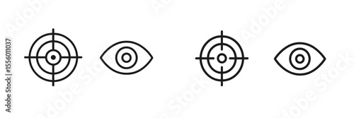 Targets and eyes represent focus and vision in a minimalist design for presentations and creative materials