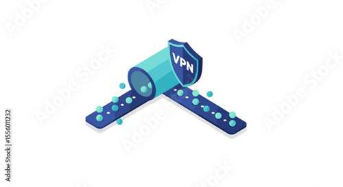 Virtual private network security concept vector illustration - isometric design for digital security and privacy