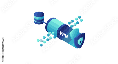 Secure connection network vpn concept vector illustration design in isometric style