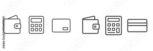 Icons representing different types of wallets and payment methods in a minimalistic design suitable for financial applications