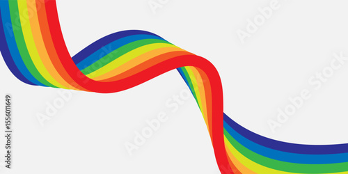 Rainbow wavy ribbon design element. LGBTQ Pride month flag. Rainbow color wave background template shape for banner, poster, flyer, brochure, booklet, cover.