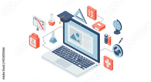 Academic technology and education tools vector illustration: flat design for learning and study concepts