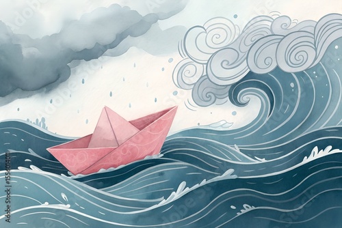 paper boat in the sea