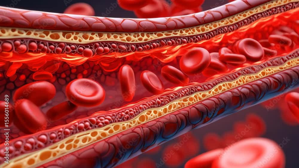 This presentation explains the dynamics of blood flow through arteries and veins, highlighting the role of red blood cells in transporting oxygen and nutrients throughout the body