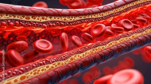 This presentation explains the dynamics of blood flow through arteries and veins, highlighting the role of red blood cells in transporting oxygen and nutrients throughout the body