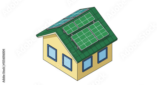 Wallpaper Mural Eco-friendly home with solar panels vector illustration for sustainable design Torontodigital.ca