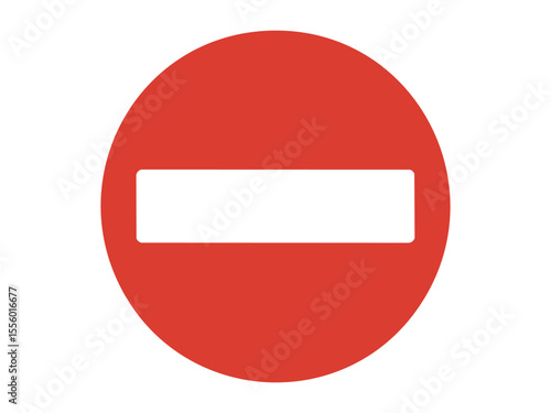 Red prohibition traffic sign with white horizontal bar isolated on white background. concept of warning, no entry, forbidden area, graphic design element, road safety symbol.