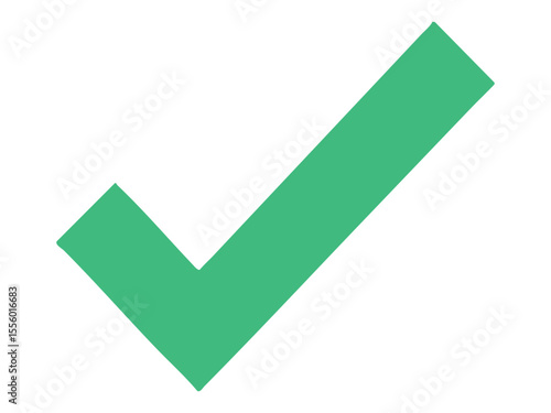 Green check mark symbol isolated on white background, graphic illustration. concept of approval, check mark, confirmation, icon, logo, success, verification, design element