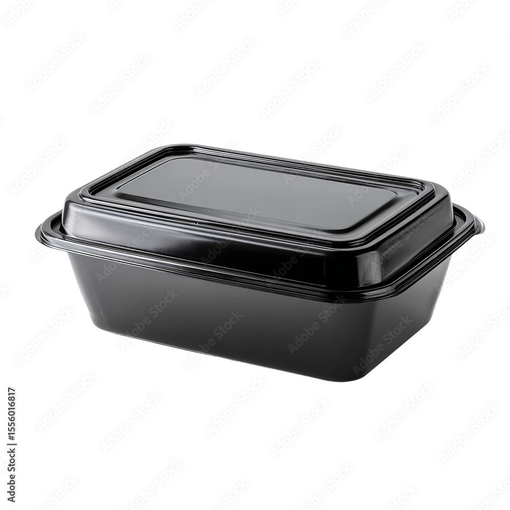 Black Plastic Food Container: A sleek, black plastic container with a secure lid, showcasing a modern and practical design for food storage and takeout applications. Black Plastic Food Container: A sleek, black plastic container with a secure lid, showcasing a modern and practical design for food storage and takeout applications.