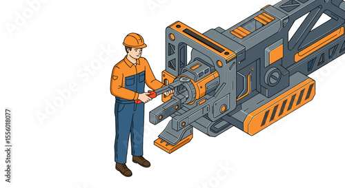 Industrial machinery maintenance in flat vector illustration – design for instruction manual