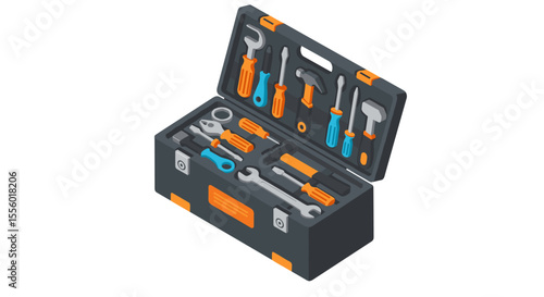 Isometric tool box vector illustration for workshop design