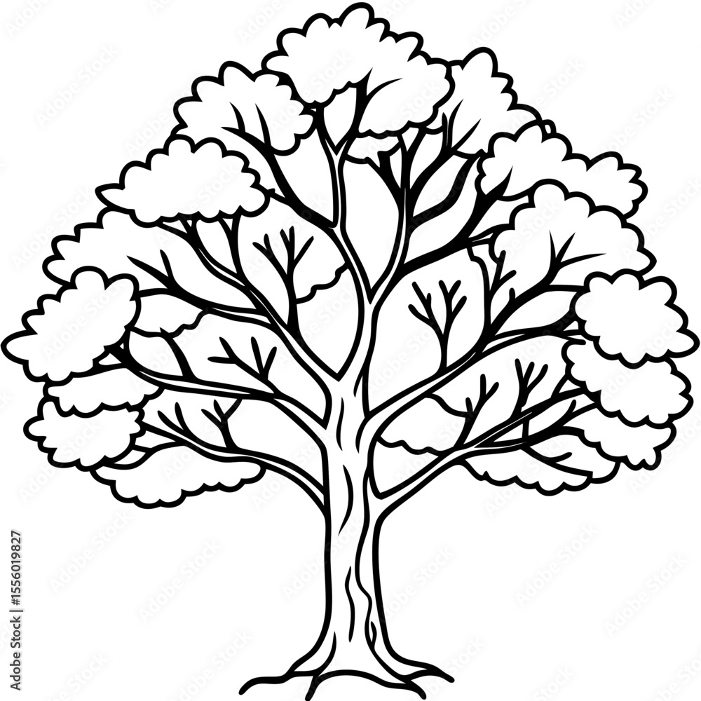Obraz premium Snow-covered Tree line art vector
