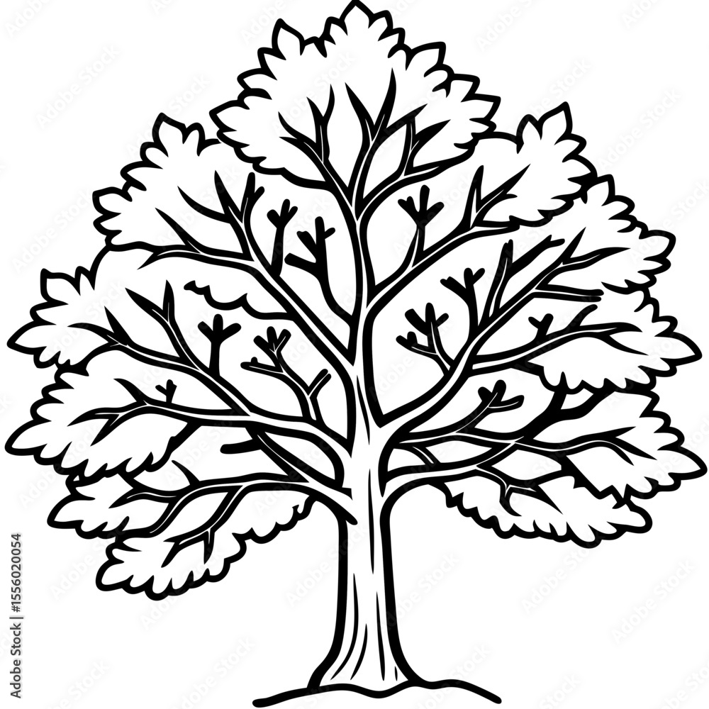 Obraz premium Snow-covered Tree line art vector