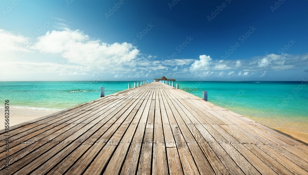 Fototapeta premium summer beach wooden pier nature background