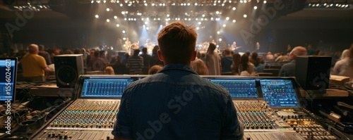 Behind the Board: A Sound Engineer Manages a Live Concert's Audio.