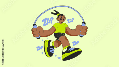 athlete jumping rope, vector illustration for jump rope cardio workout, fitness exercise and healthy lifestyle