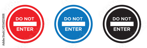 No entry sign set. No entry sign solid icon. eps file.