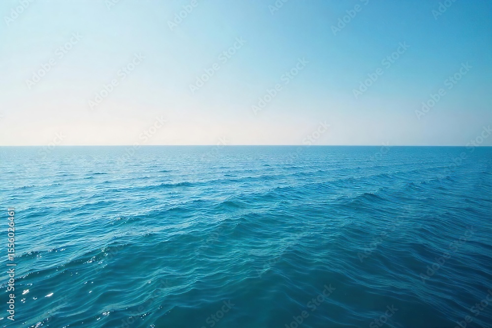 Obraz premium Serene Ocean Horizon Vast, Unbroken Expanse of Calm Water Meeting the Sky ? Ideal for Travel, Nature, and Serenity-Themed Projects, Desktop Wallpapers, and Website Backgrounds