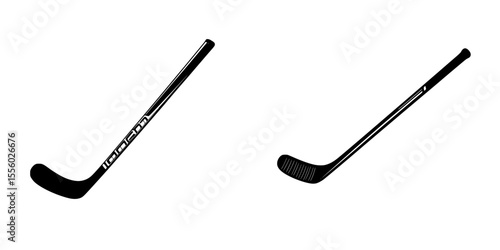 Black hockey stick icons representing sport tools for ice hockey and field hockey games