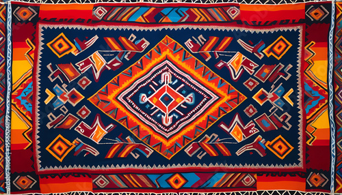 Wallpaper Mural Colorful Geometric Traditional Textile with Ethnic Motifs Torontodigital.ca