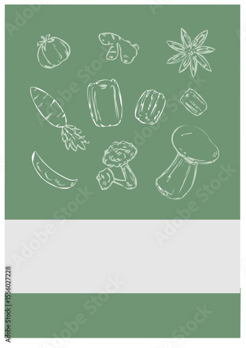 vector illustration of a cover book cook green background