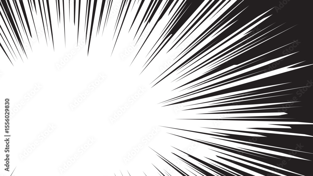 Comic book radial rays, manga or anime speed lines, zoom and motion effects. Cartoon action background. Pop art style elements. Vector illustration Comic book radial rays, manga or anime speed lines, zoom and motion effects. Cartoon action background. Pop art style elements. Vector illustration